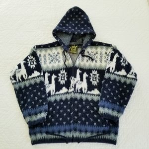 Tejidos Ruminahui Blue White Alpaca Hoodie Zip Sweater Jacket Unisex Kids 6